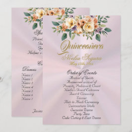 Cream Floral Quinceanera Program - Pastel Pink Programm