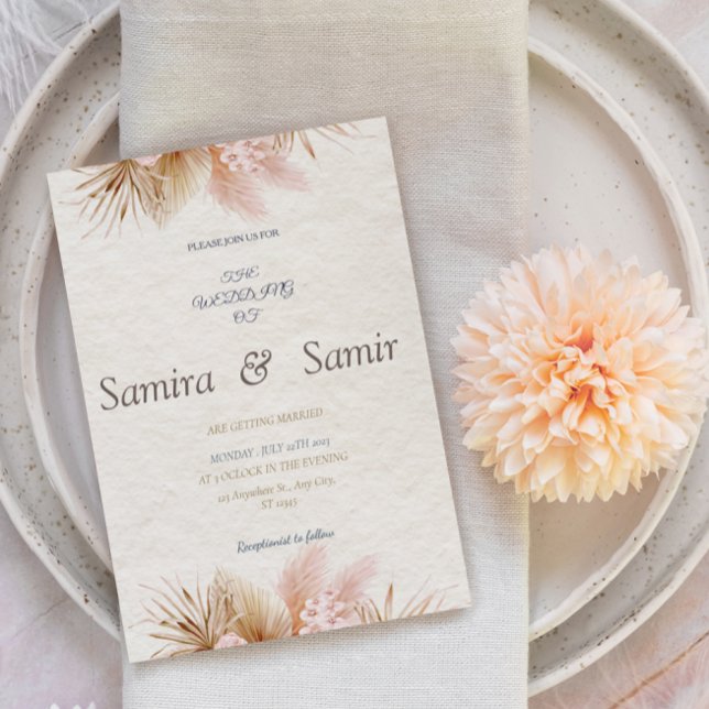 Cream Floral Rustikale Hochzeitseinladungen Flyer (Von Creator hochgeladen)