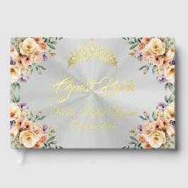 Cream Floral & Tiara - Pastel Green Gästebuch