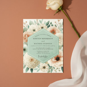 Cream Floral Wiesenhochzeit Einladung