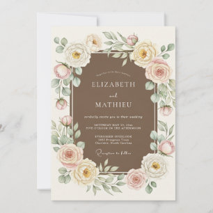 Cream Florale Romanze Hochzeit Einladung