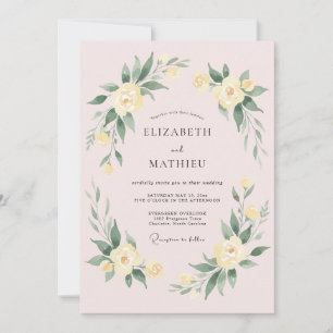 Cream Florale Üppige Hochzeitsanordnung Einladung