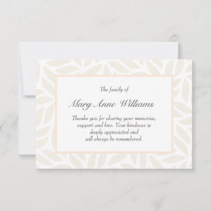 Cream Foliage delicate Beerdigung danke