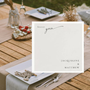 Cream Forever You Couple Names Wedding Cocktail Serviette