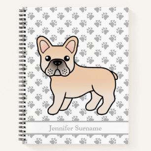 Cream Französische Bulldogge Cartoon-Hund & Benutz Notizbuch