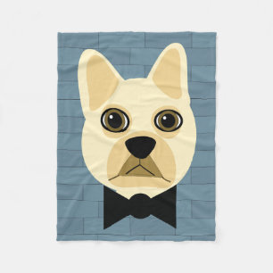 Cream French Bulldog, Blue Brick Fleecedecke