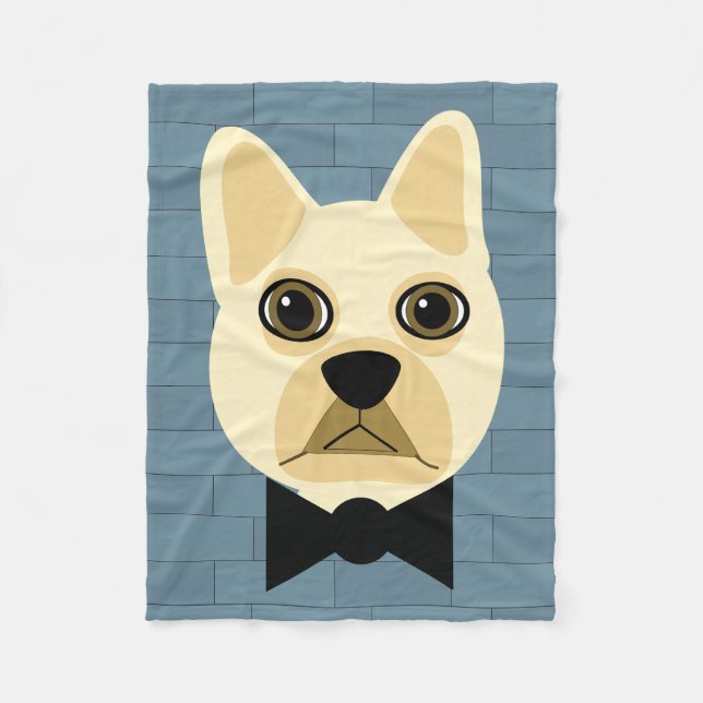 Cream French Bulldog, Blue Brick Fleecedecke (Vorderseite)
