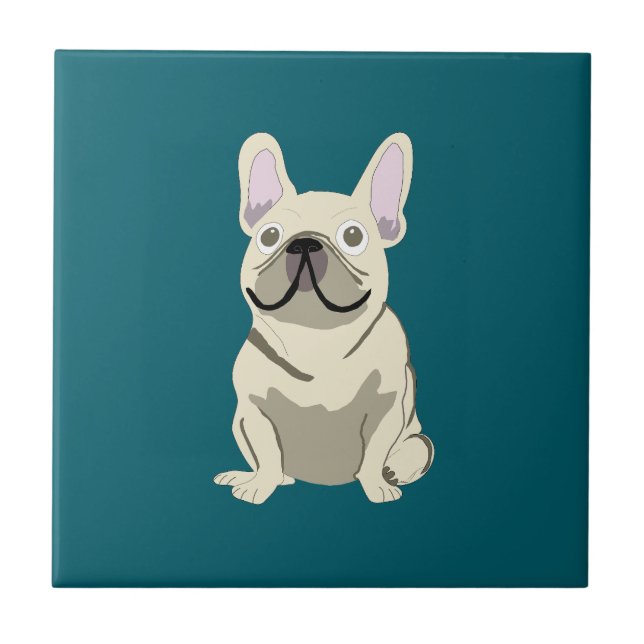 Cream French Bulldog, I Love my Dog Fliese (Vorderseite)