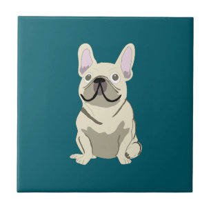 Cream French Bulldog, Ich liebe meinen Hund Fliese