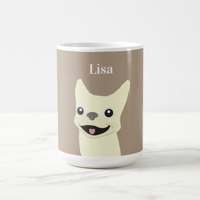 Cream French Bulldog, Warm Taupe Kaffeetasse (Mittel)