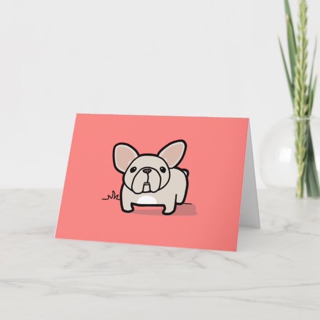Cream Frenchie Karte (Vorderseite)