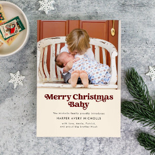 Cream Frohe Weihnachten Baby Geburtsankündigung