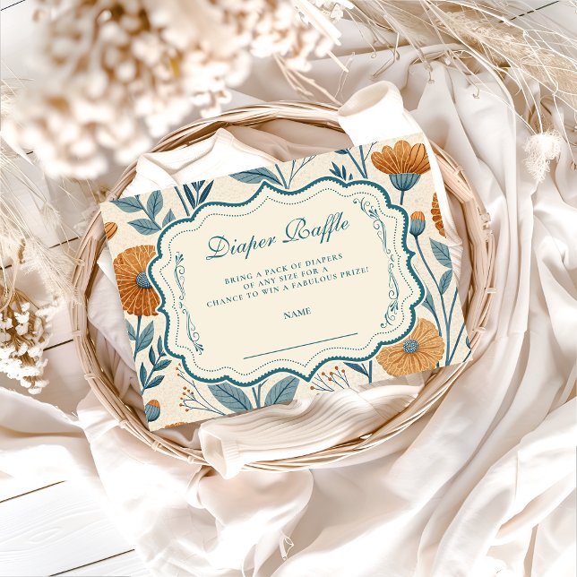 Cream Garden Botanical Diapper Raffle Begleitkarte (Von Creator hochgeladen)