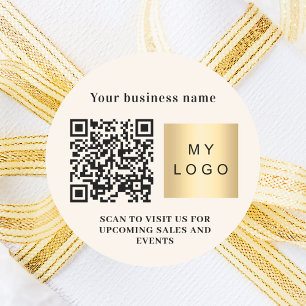 Cream-Geschäftslogo QR-Code Runder Aufkleber
