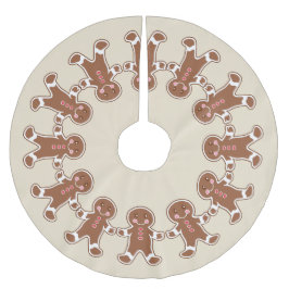 Cream Gingerbread Boys Weihnachtsbaumrock Polyester Weihnachtsbaumdecke