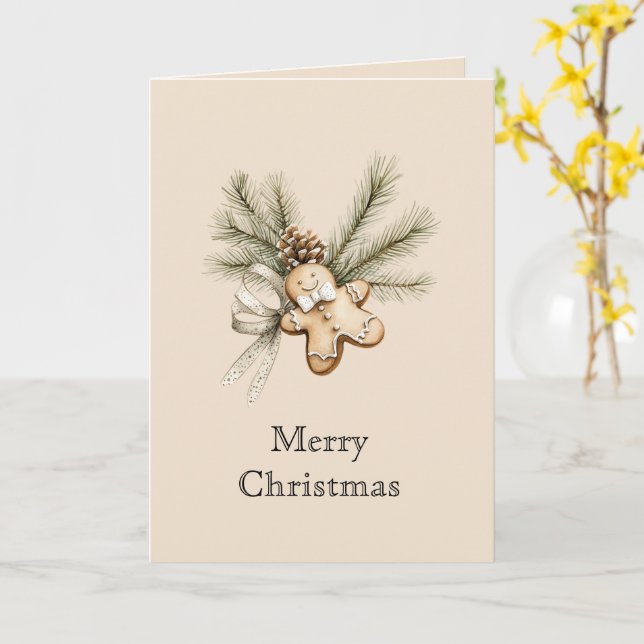 Cream Gingerbread Christmas Pine Cone Karte (Gelbe Blume)