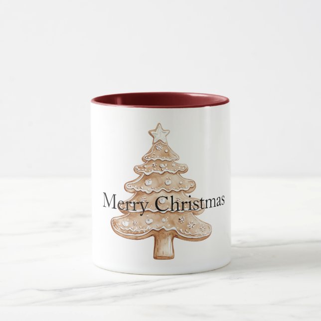 Cream Gingerbread Christmas Tree Tasse (Zentrum)
