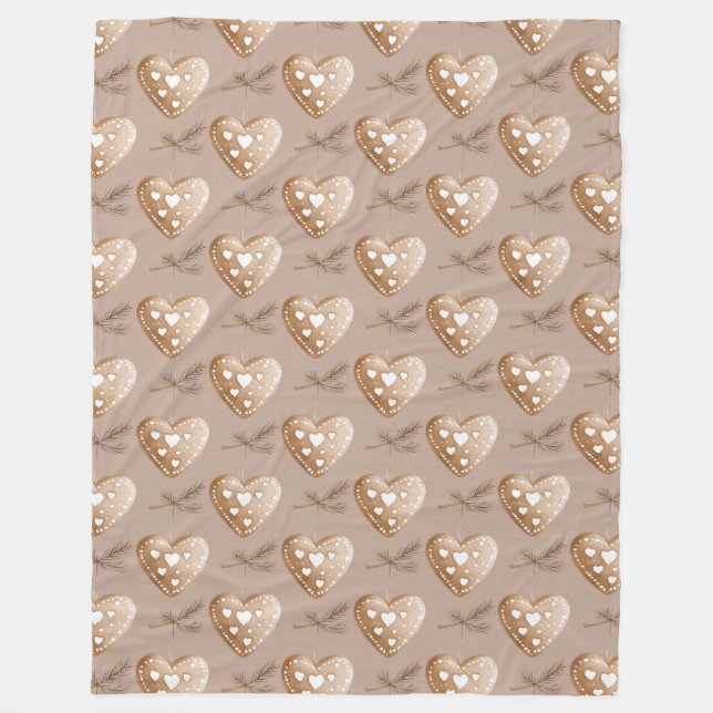 Cream Gingerbread Cookie Hört Weihnachten Fleecedecke (Vorderseite)