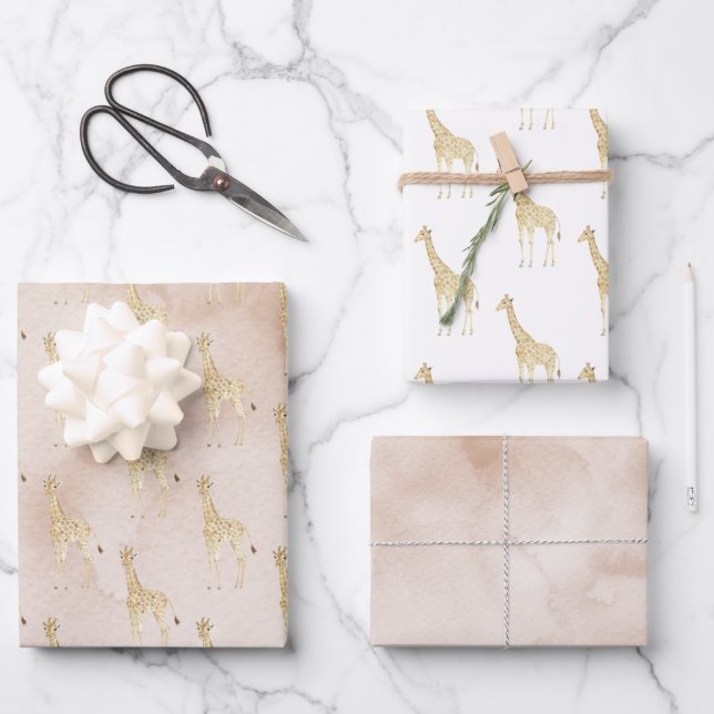 Cream Giraffe       Geschenkpapier Set (Vorderseite)