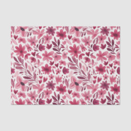 Cream Girly Pink Red Flowers Hearts Birthday Seidenpapier
