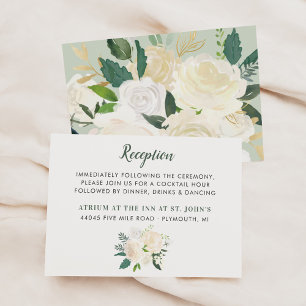 Cream Gold Blumengrün Hochzeitsempfang Begleitkarte