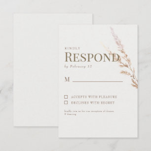 Cream Gold Boho Text Hochzeit RSVP Karte
