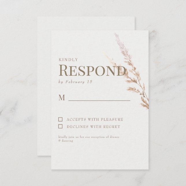 Cream Gold Boho Text Wedding RSVP (Vorne/Hinten)