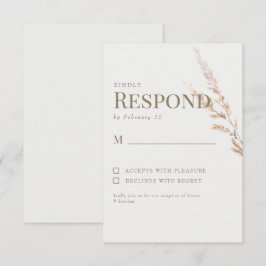 Cream Gold Boho Text Wedding RSVP Karte