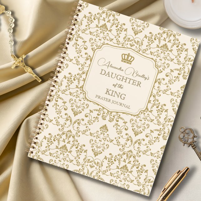 Cream Gold Damask Daughter of the King Notizbuch (Von Creator hochgeladen)