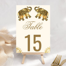 Cream Gold Ethnische Elefanten Indische Hochzeit