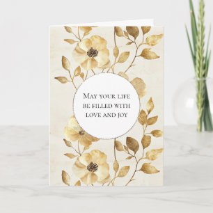 Cream Gold Floral Liebe & Joy Wedding Karte
