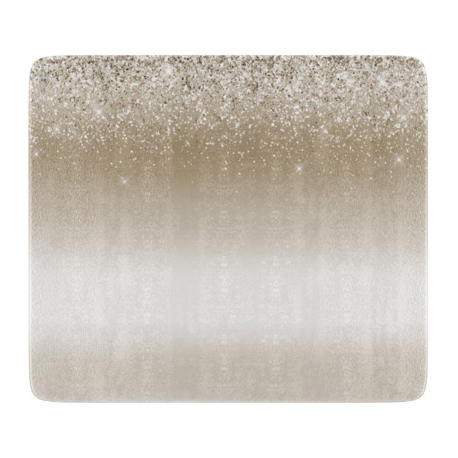 Cream Gold Glitz Glitzer Brautparty Schneidebrett (Vorderseite)