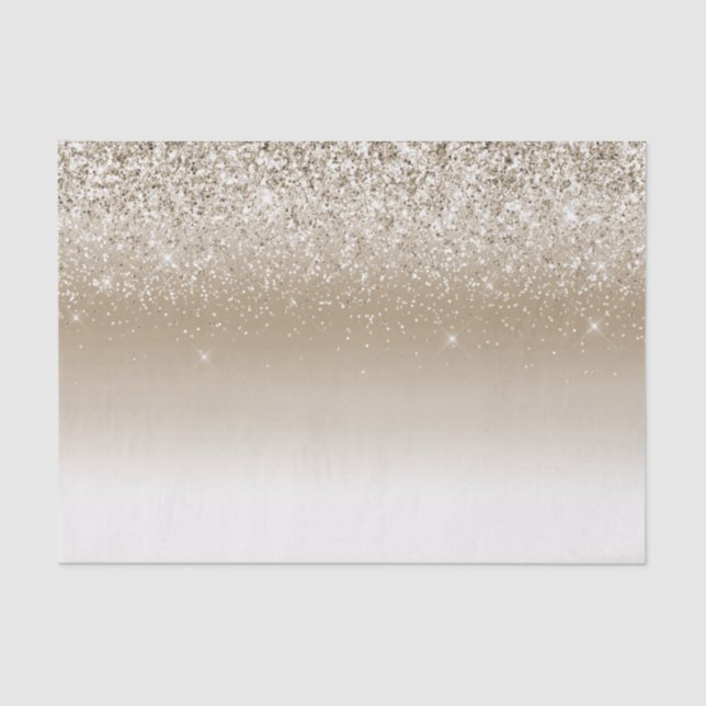 Cream Gold Glitz Glitzer Brautparty Seidenpapier (Vorderseite)