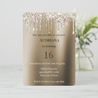 Cream Gold Glitz Glitzer Ice Creme Tropfen Geburts Einladung