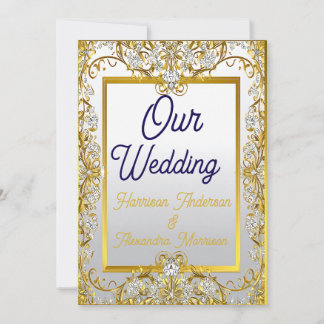 Cream & Gold Hochzeitsleinwanddruck – Ornamentaler Einladung