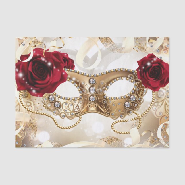 Cream Gold Masquerade Ball Geburtstagspartei Seidenpapier (Vorderseite)