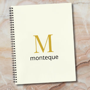 Cream Gold Monogram Personalisierte Namens Luxus G Notizbuch
