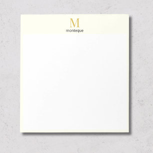 Cream Gold Monogram Personalisierter Name Luxus Ge Notizblock