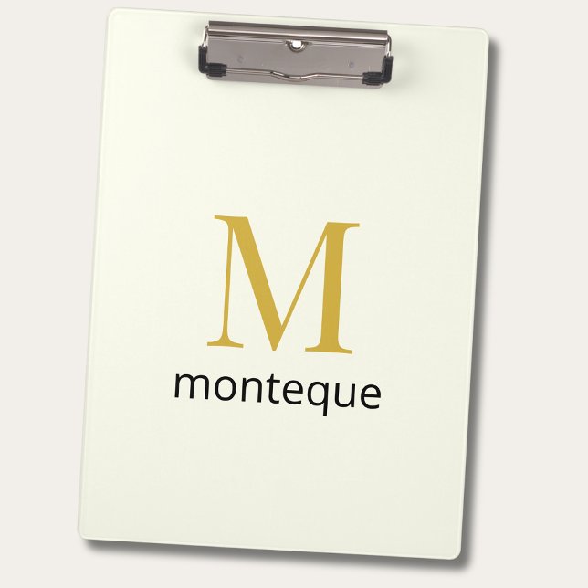 Cream Gold Monogram Personalisierter Name Luxusges Klemmbrett (Von Creator hochgeladen)