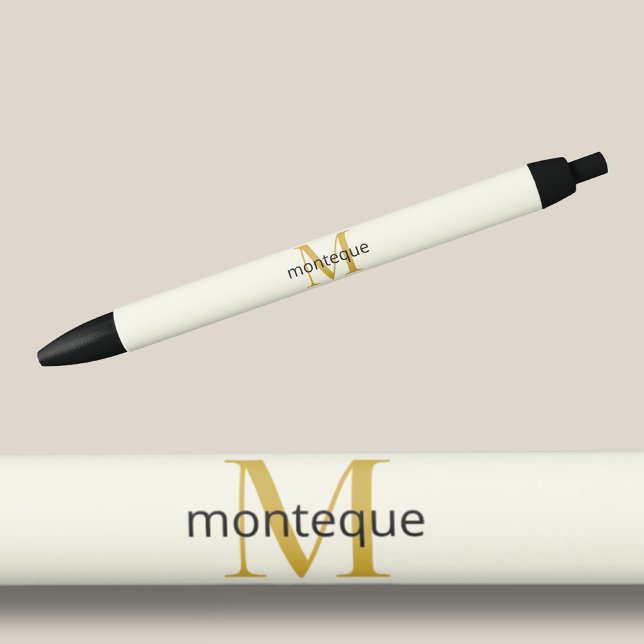 Cream Gold Monogram Personalisierter Name Luxusges Kugelschreiber (Von Creator hochgeladen)