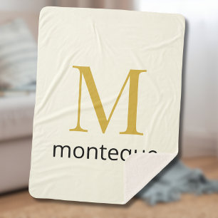 Cream Gold Monogram Personalisierter Name Luxusges Sherpadecke