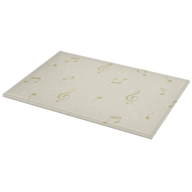 Cream Gold Music Notes   Schneidebrett (Ecke)