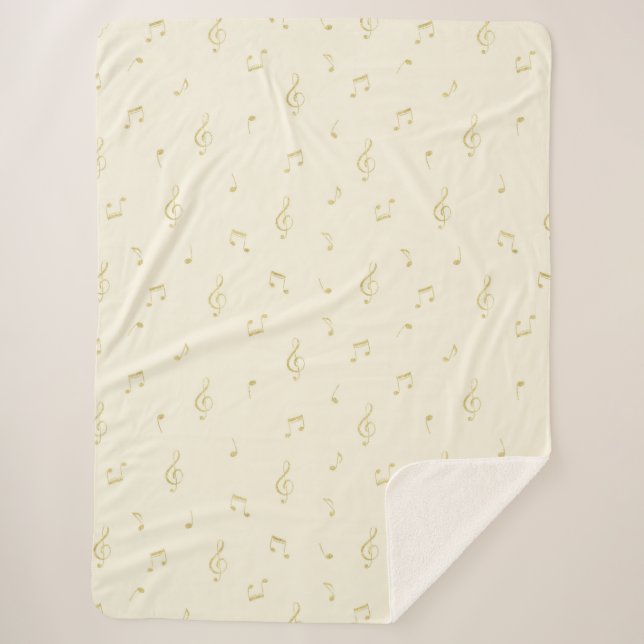 Cream Gold Music Notes   Sherpadecke (Vorderseite)