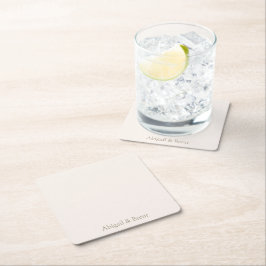 Cream & Gold Personalisierte Einfache Hochzeit Rechteckiger Pappuntersetzer