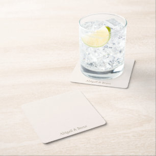 Cream & Gold Personalisierte Einfache Hochzeit Rechteckiger Pappuntersetzer