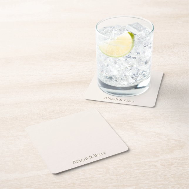 Cream & Gold Personalisierte Einfache Hochzeit Rechteckiger Pappuntersetzer (Vor Ort)