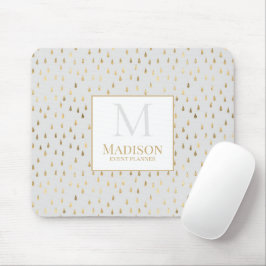 Cream Gold Raindrop Modernes Trendy Monogram Mousepad