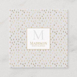 Cream Gold Raindrop Modernes Trendy Monogram Quadratische Visitenkarte