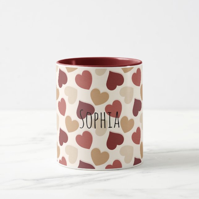 Cream Gold Red Hearts Tasse (Zentrum)