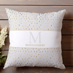 Cream Gold Regentropfen Moderne Trendige Monogramm Kissen